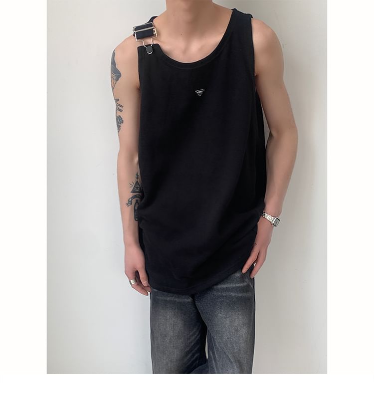 Breeson - Effen tanktop met studs en gesp