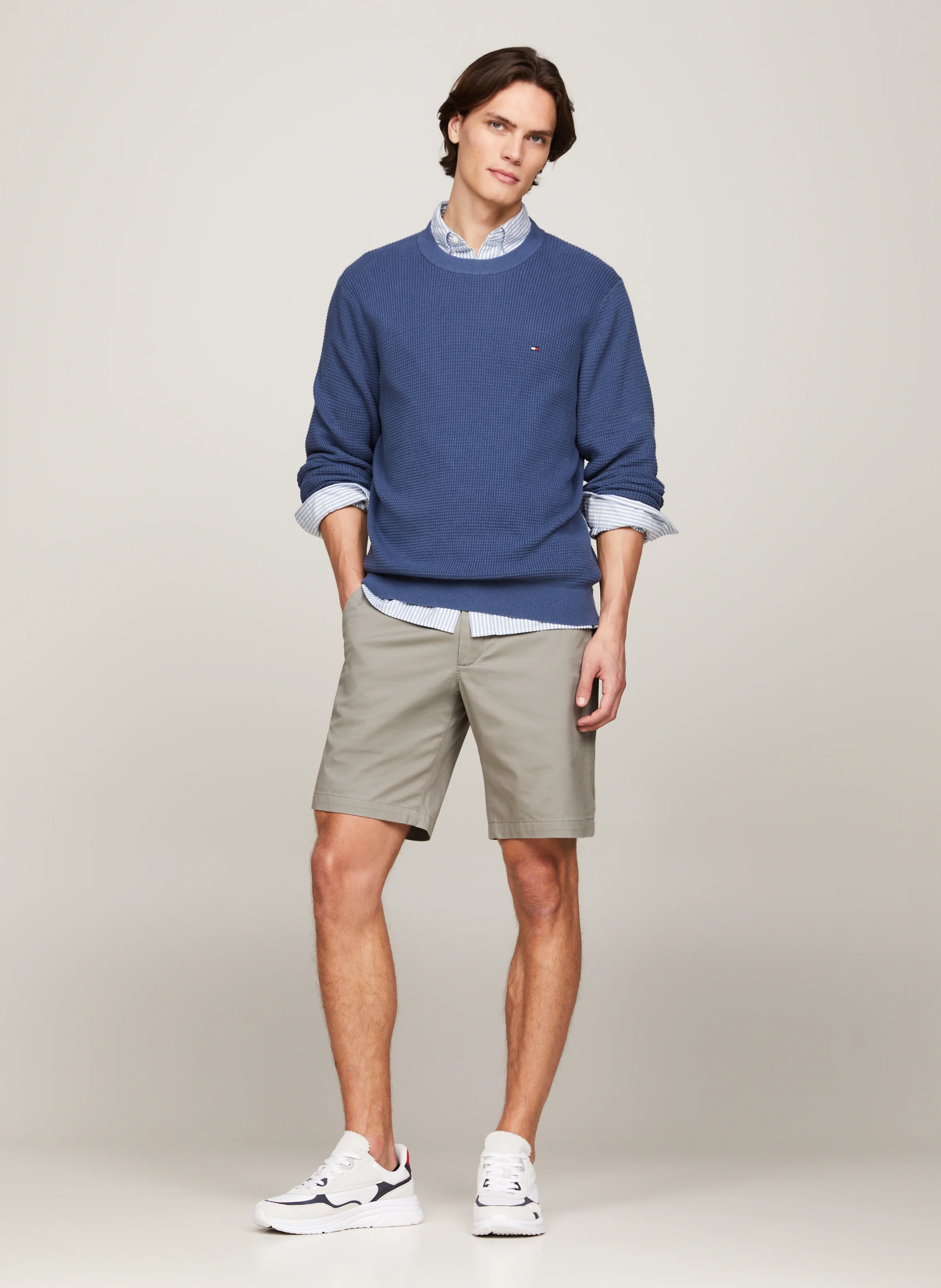 Pull col rond en coton organique | Bleu