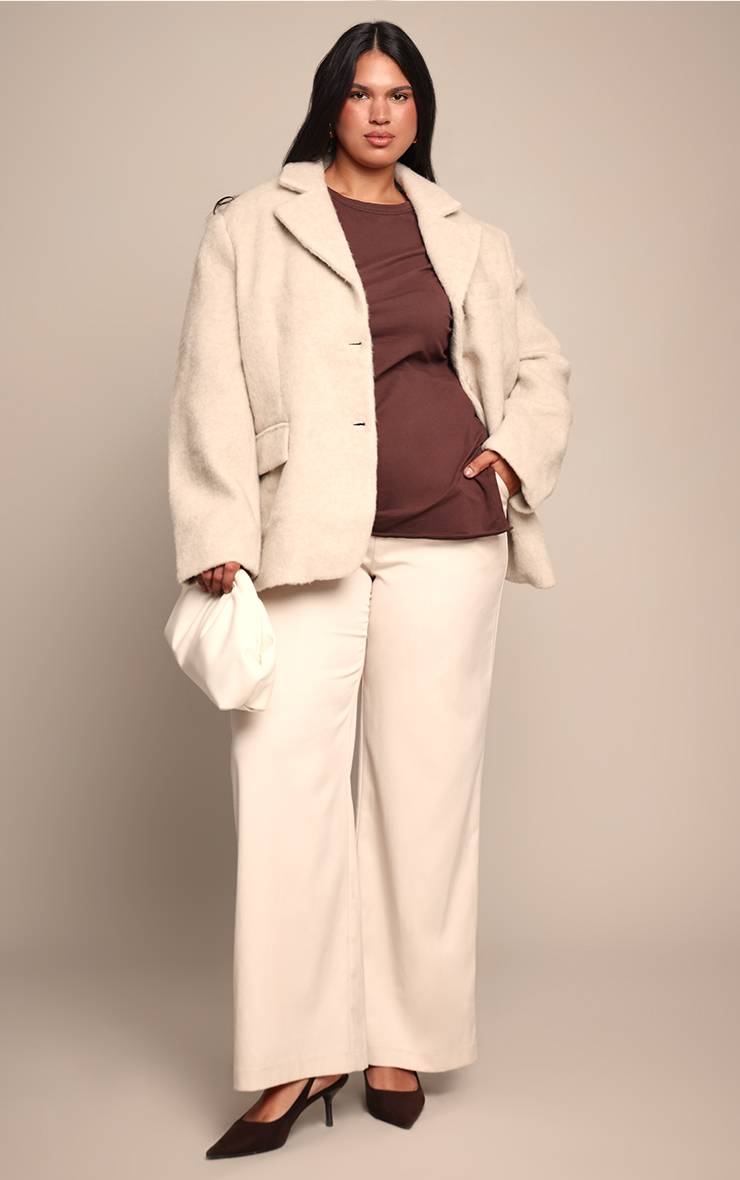 Avoine Blazer Oversize Grande Taille Aspect Laine Brossée