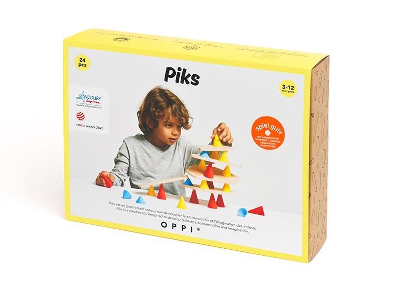 OPPI Stapelspielzeug Piks Small Kit 24 Teile Kreatives Spielzeug zur Förderung von Kreativität und Konzentration
