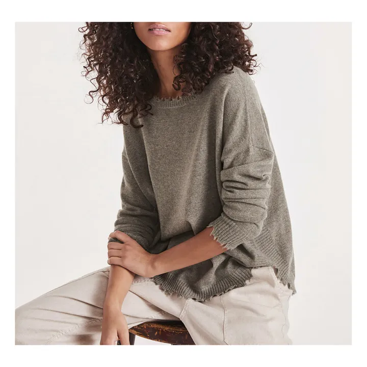 Kujten Pull Mela Cachemire | Vert kaki chiné