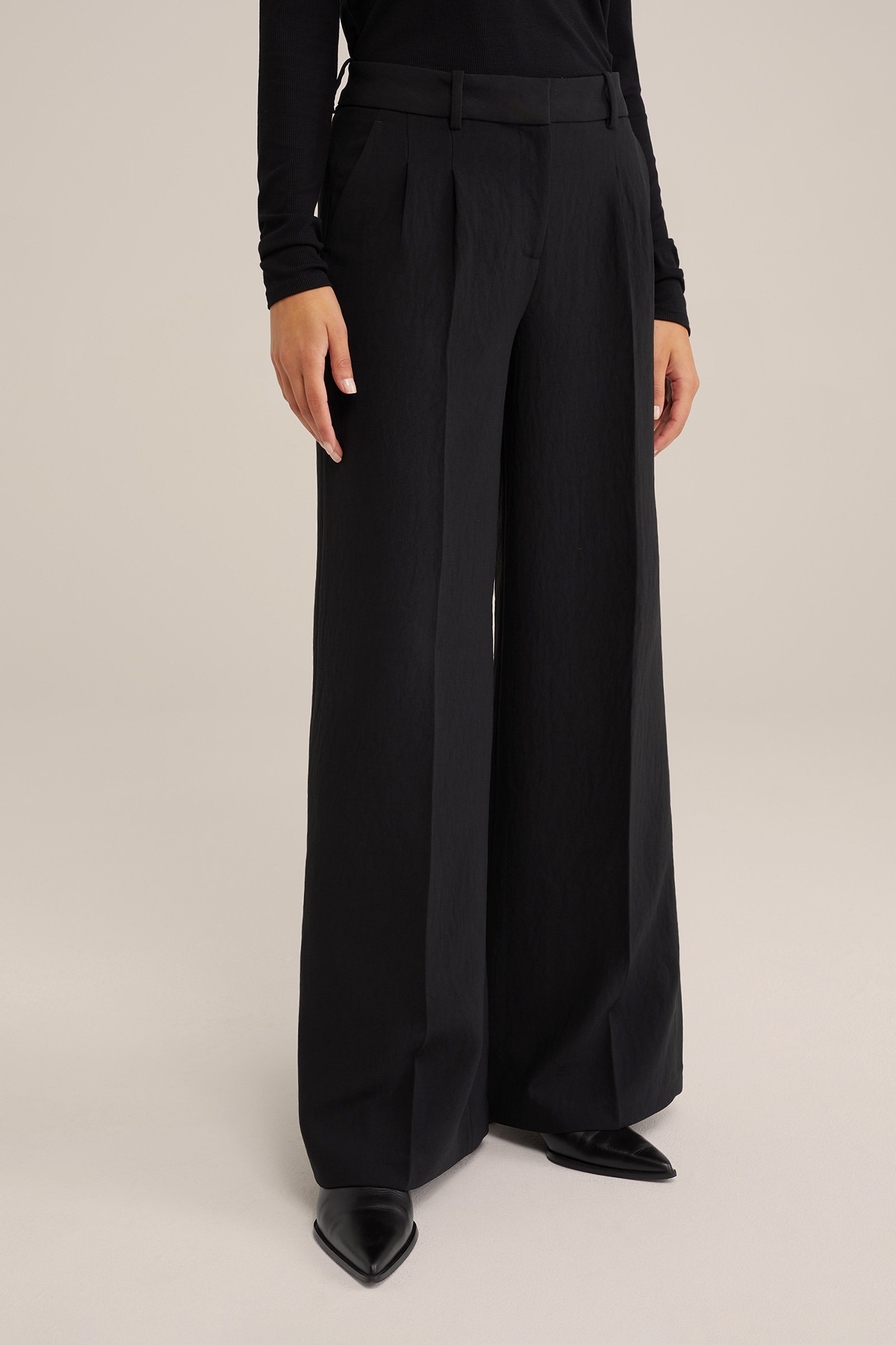 wide leg pantalon WE Fashion Zwart