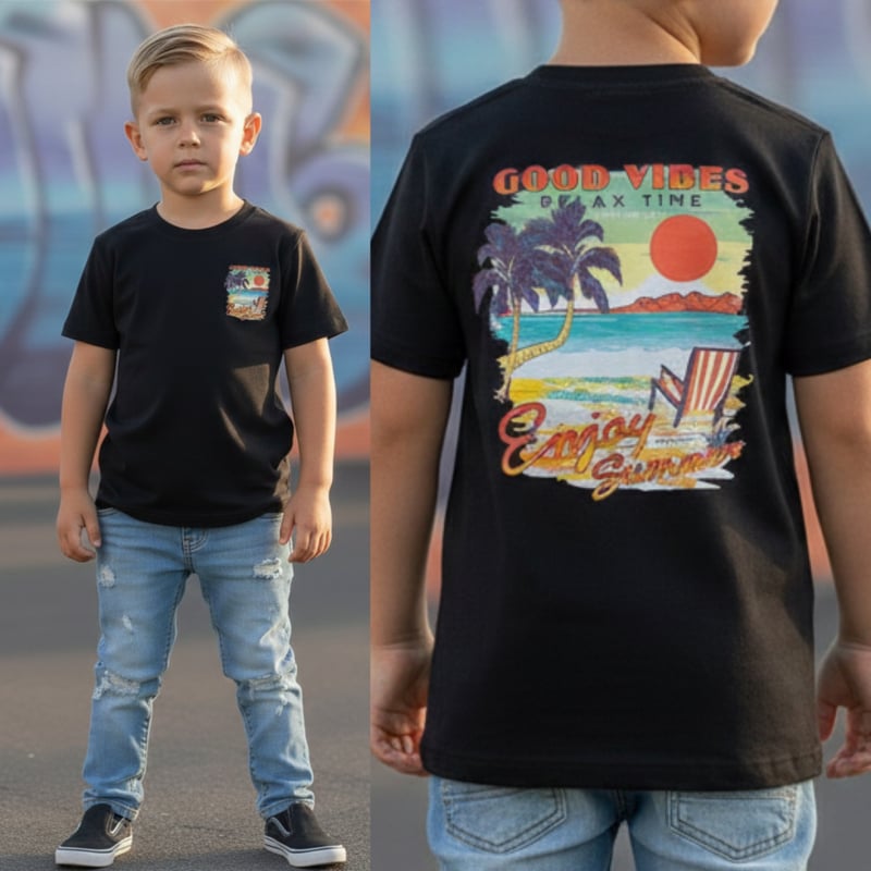 Good Vibes Summer T-Shirt - zwart