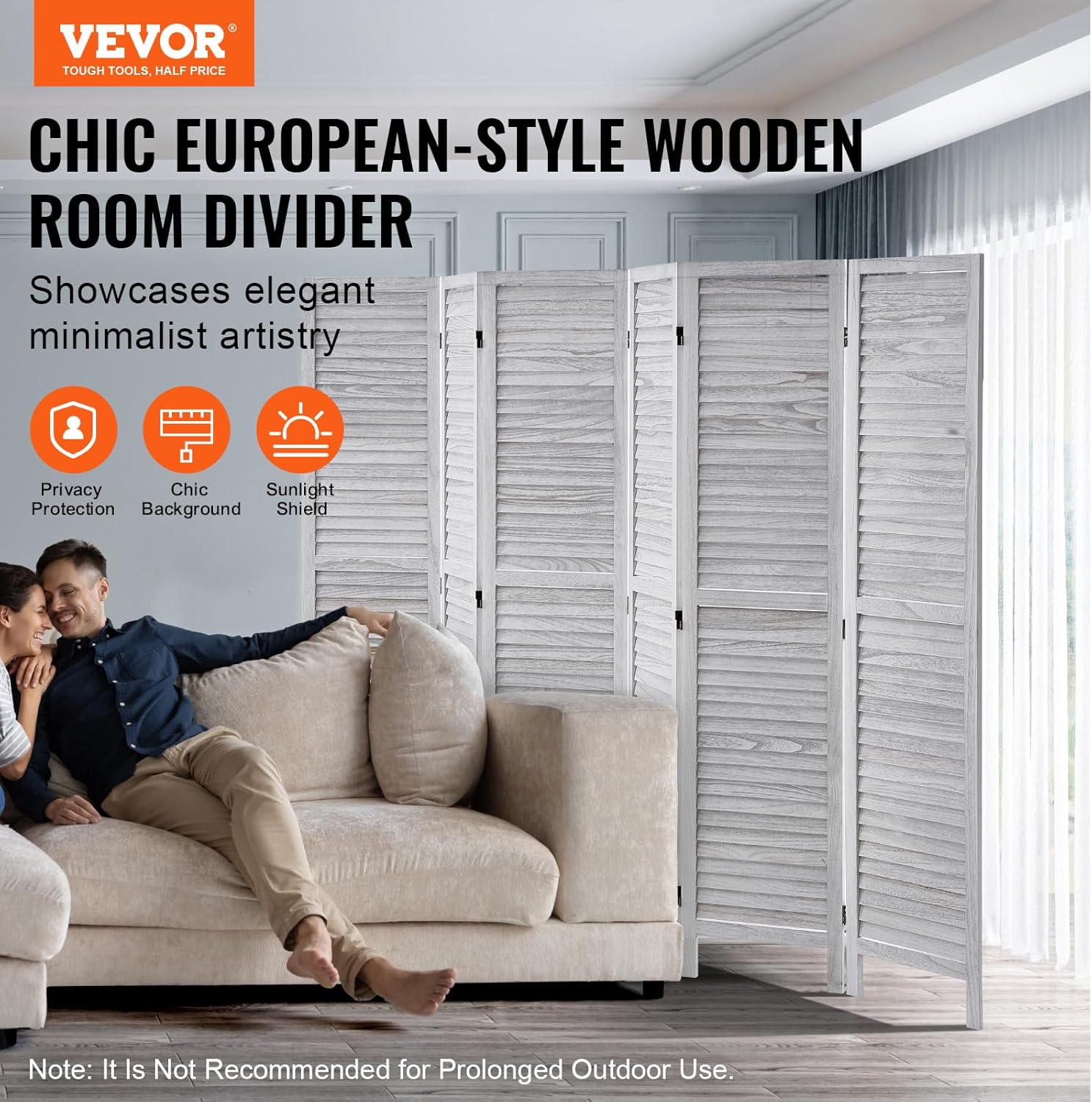 VEVOR Raumteiler Paravent aus Holz 6-teiliger Faltbarer Sichtschutz, 242 cm Langer Raumteiler, tragbarer Dekorationsschirm zur Raumtrennung mit europäischem Still für Zuhause Restaurant Schlafzimmer UX3562477