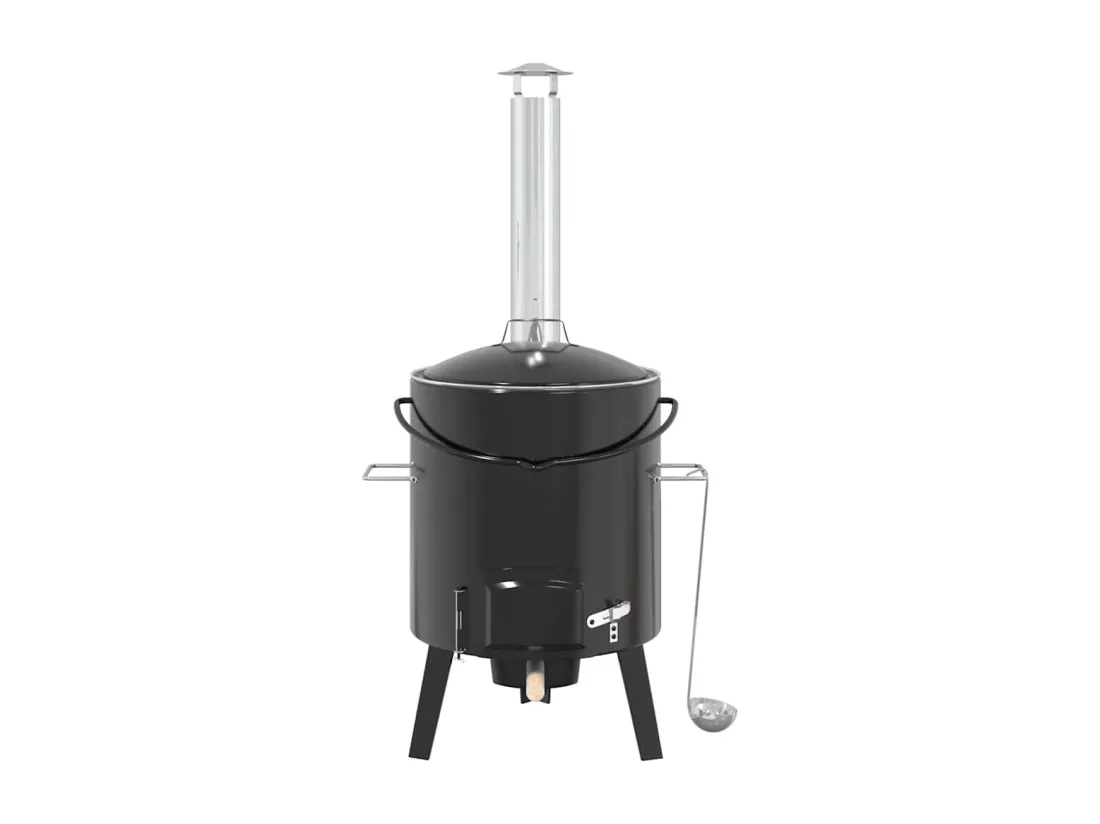 Canon à goulasch avec cheminée et couvercle noir acier émaillé