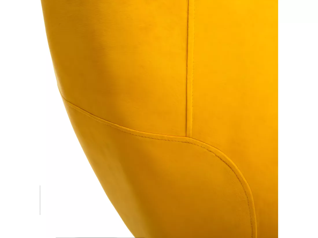 Fauteuil en Velours Moutarde plissé et pieds en métal doré
