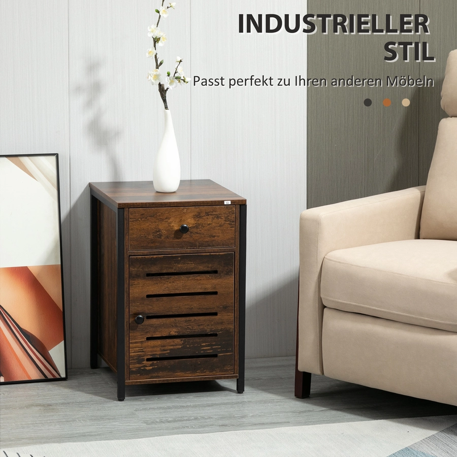 HOMCOM Nachttischschrank mit Schublade braun