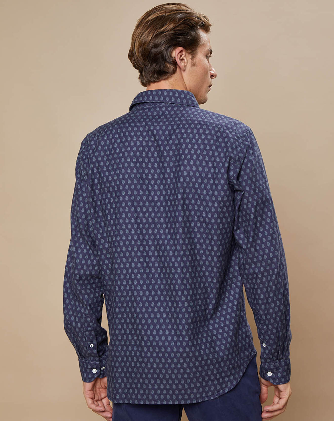 Hartford Chemise Slim en Flanelle de Coton Sammy imprimée marine/émeraude