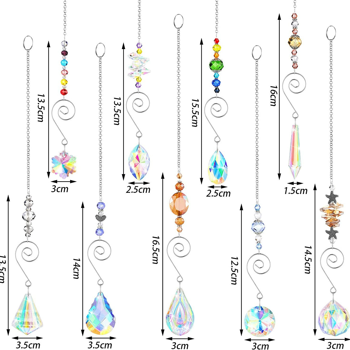 (9er Set) Kristall Fenster Deko Regenbogen Windspiel Sonnenfänger Anhänger Outdoor Accessoire