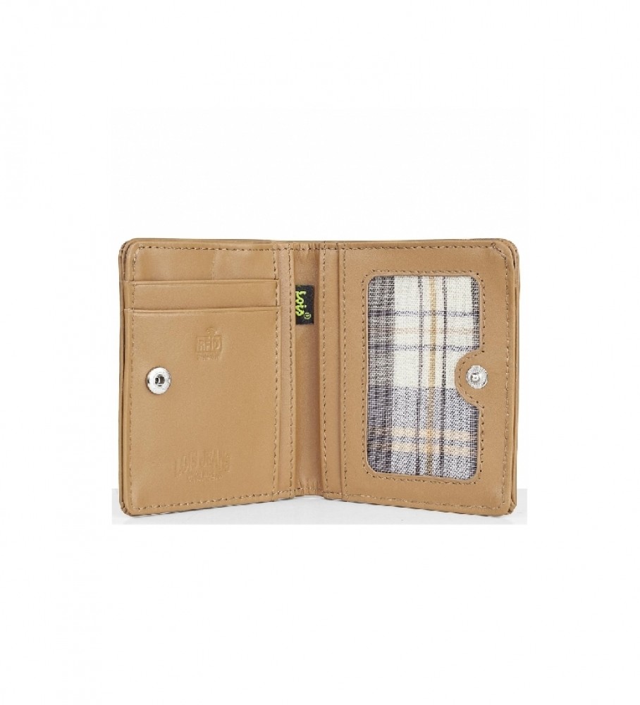 Carteira Lois em couro, modelo 202044, cor camelo - 10x8,7cm -