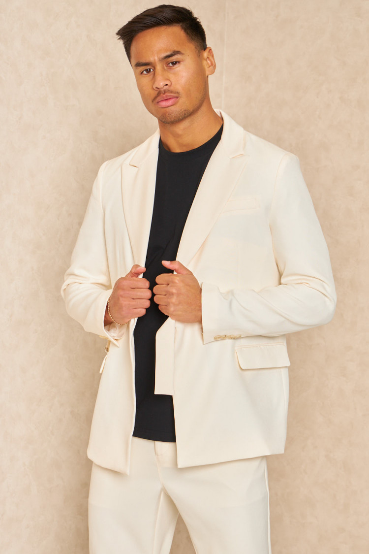 Costume 2 pièces blazer + pantalon blanc cassé