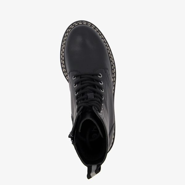 Harper leren dames veterboots zwart