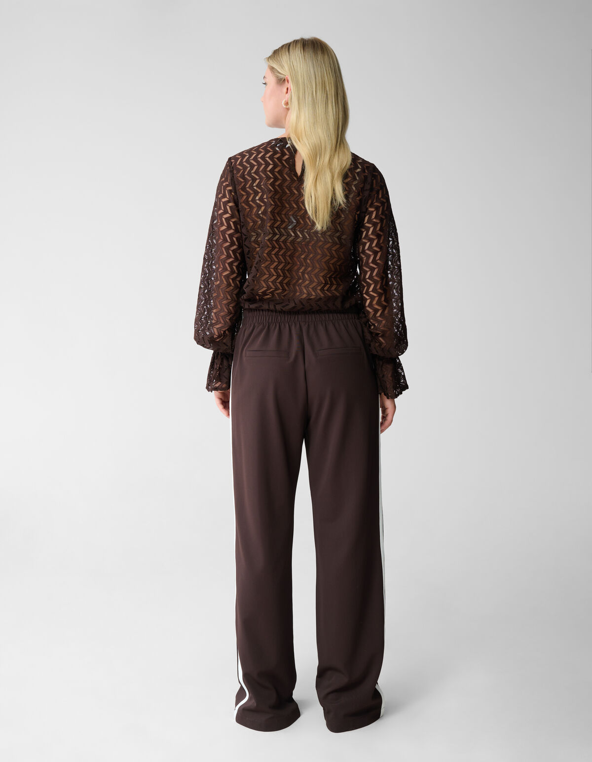 Sporty Wide Leg Broek Donkerbruin