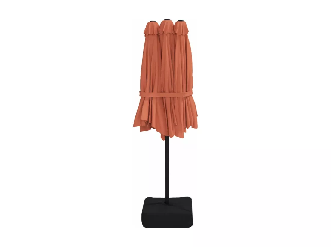 Parasol à double tête avec LED terre cuite 449x245 cm
