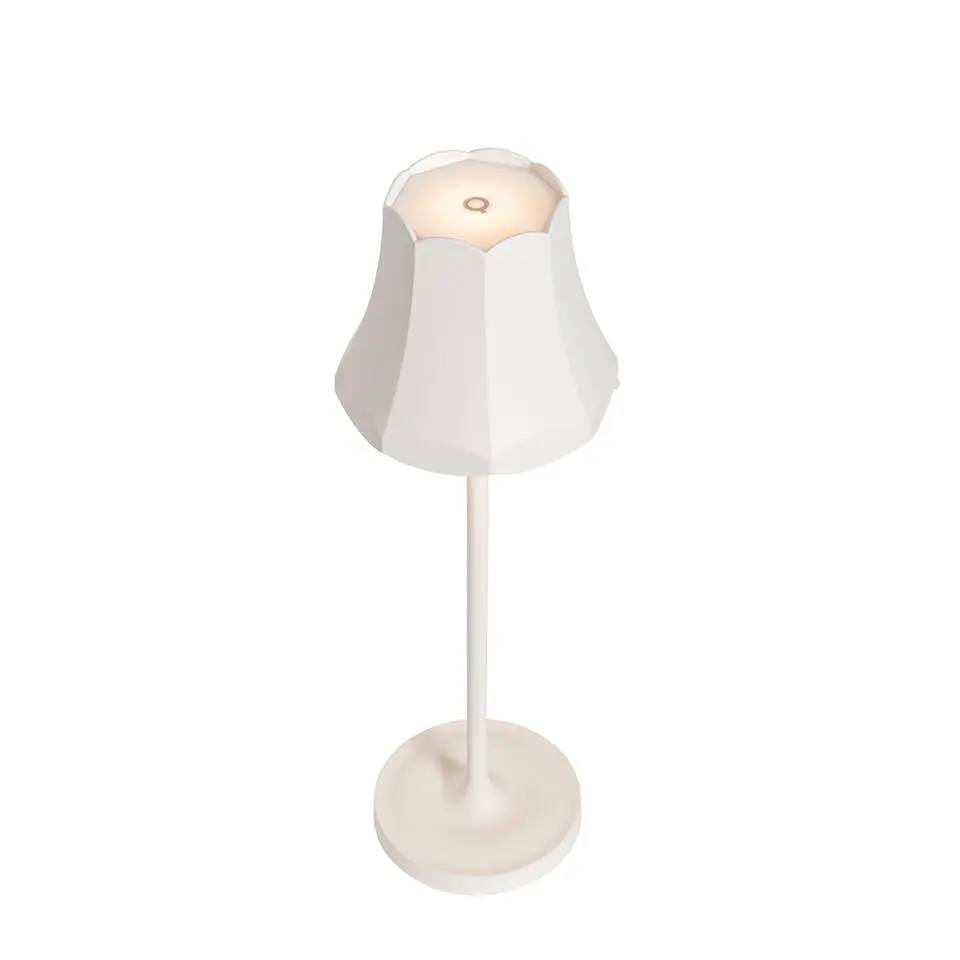 Qazqa tafellampen granny retro wit geïntegreerde led