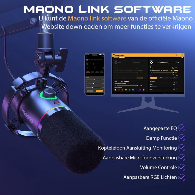 Maono - PD200XS - Studio Microfoon - Zwart - Dynamisch Ontwerp