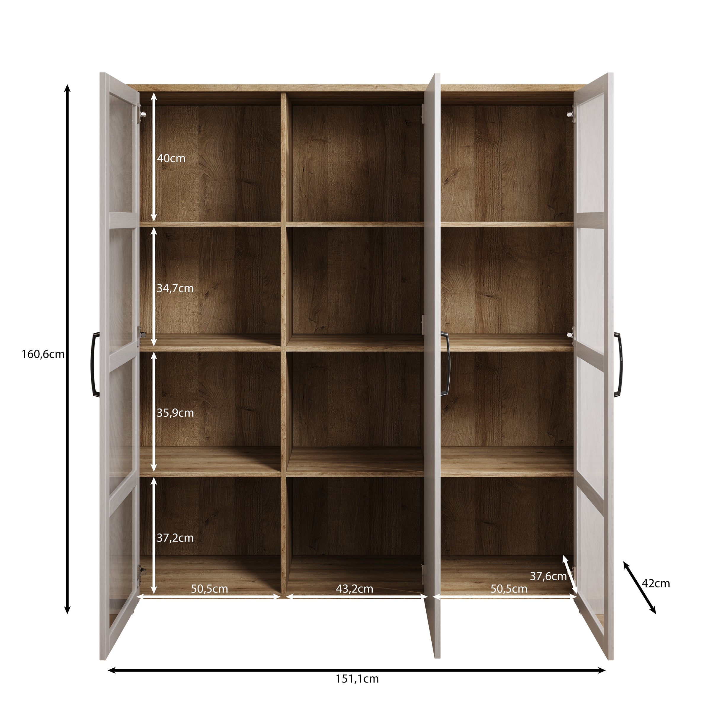 Borello - Buffetkast - Zwart - 151x42x161 cm