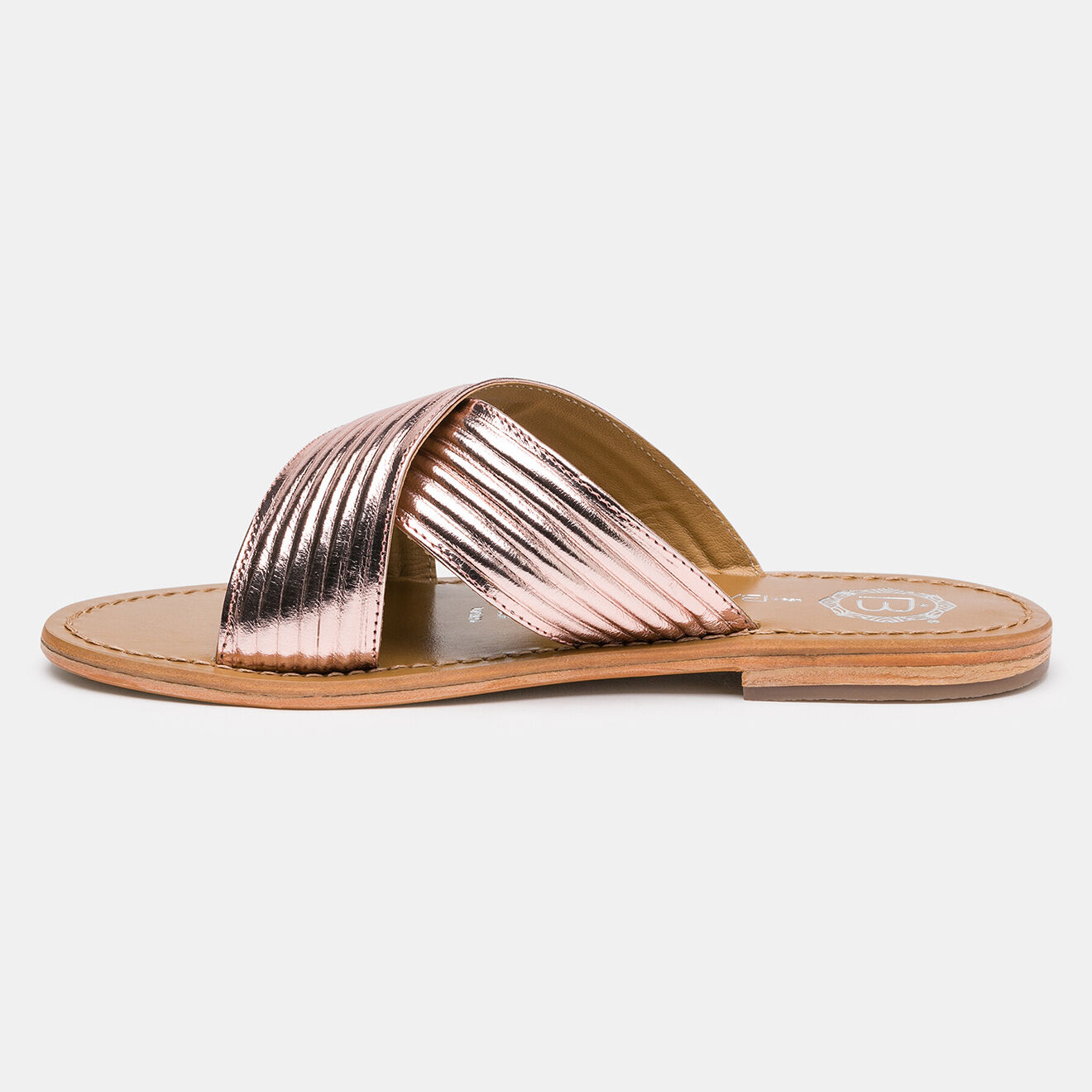 Les Bagatelles Mules en Cuir Nassau rose doré/marron