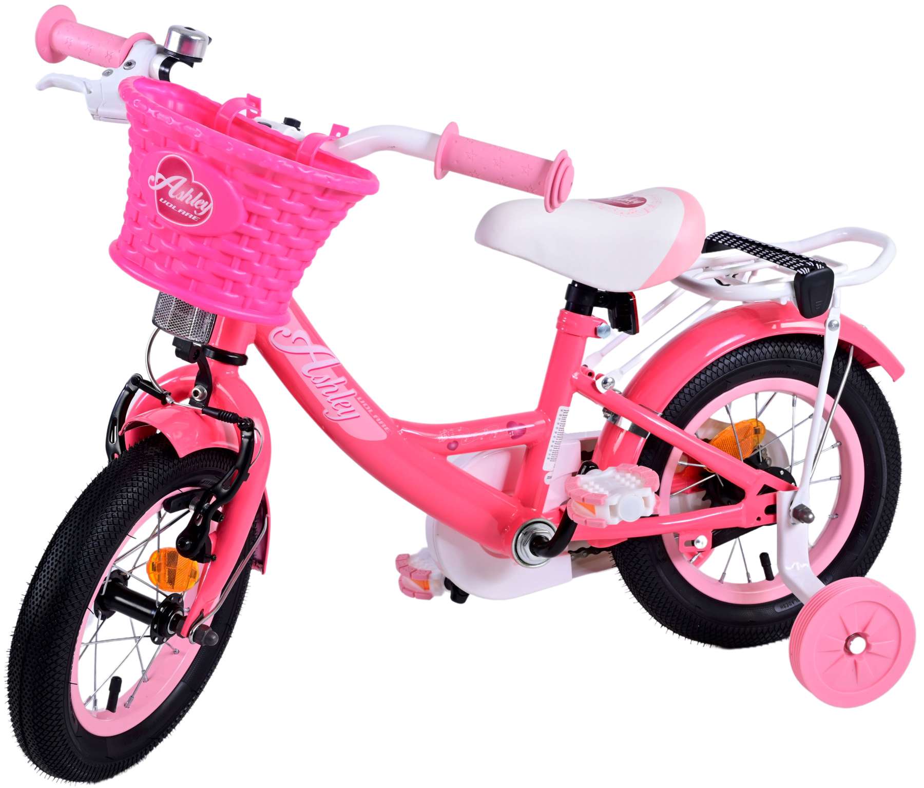 Kinderfahrrad Ashley für Mädchen 12 Zoll Kinderrad in Rot/Rosa