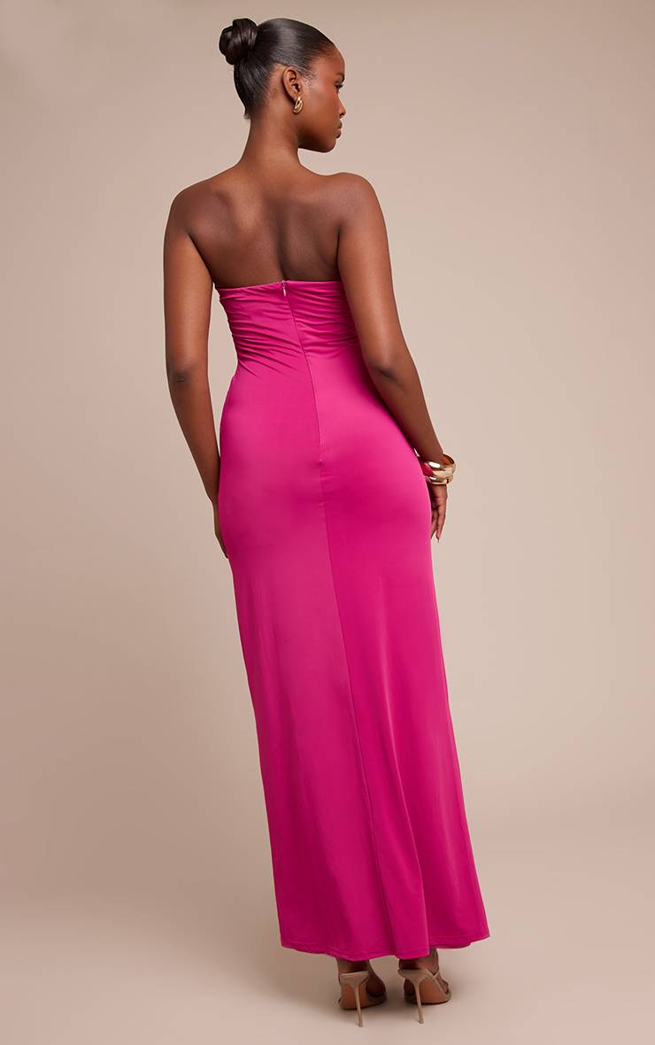 Fuchsia Robe Maxi Bandeau Toucher Doux Avec Détail Barre En V