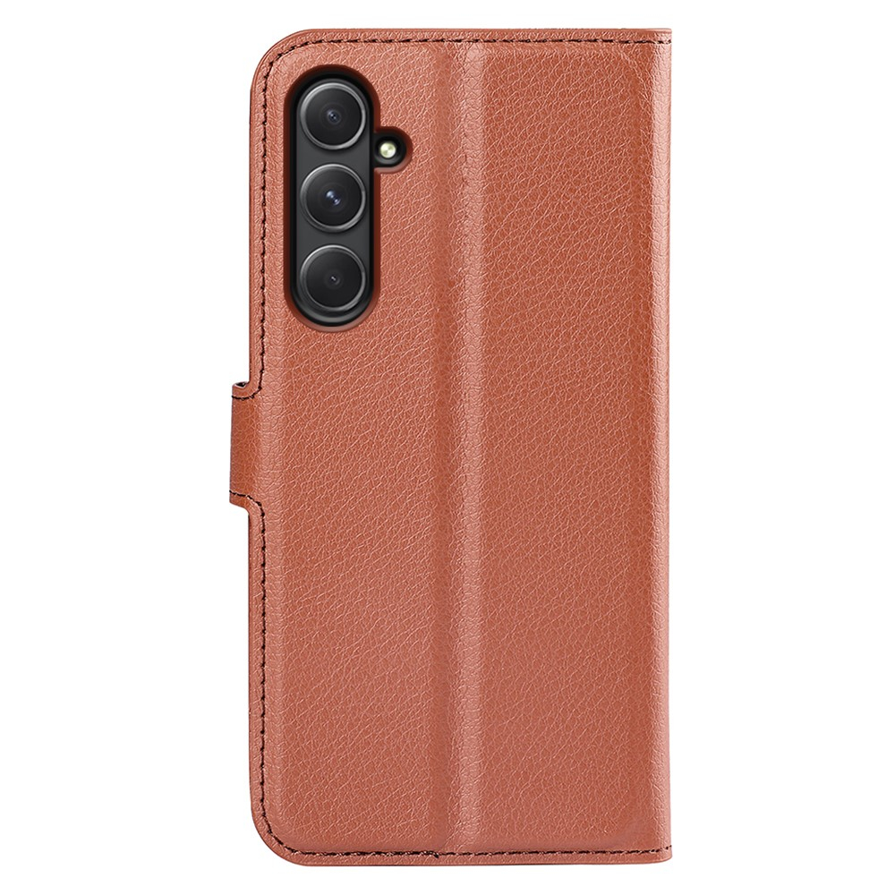 Samsung Galaxy A55 Leder Tasche Flip Cover Litchi Look - Braun