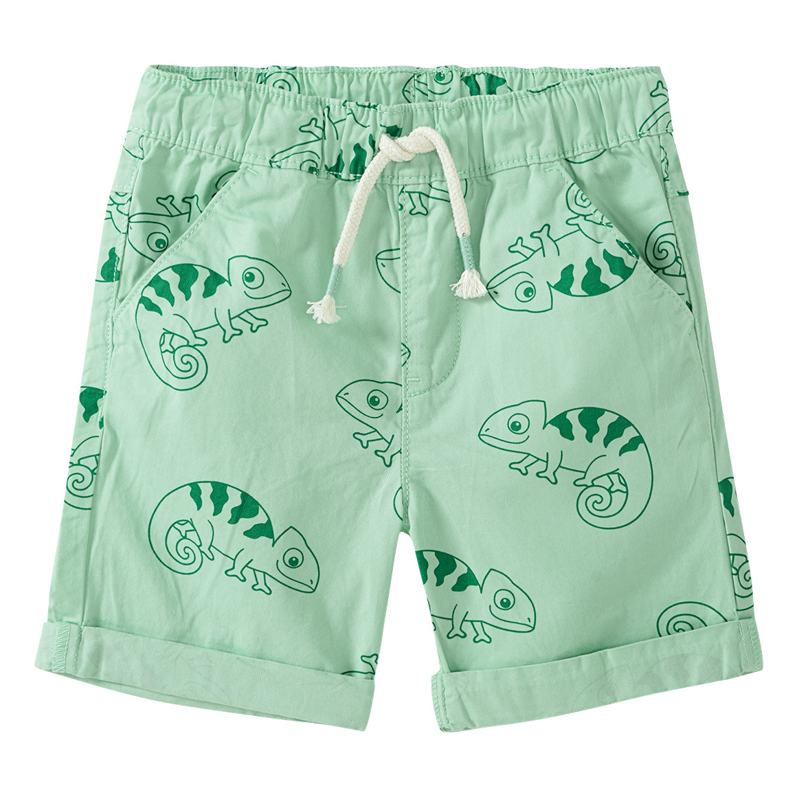 Topomini Baby Shorts mit Chamäleon-Allover hellgrün
