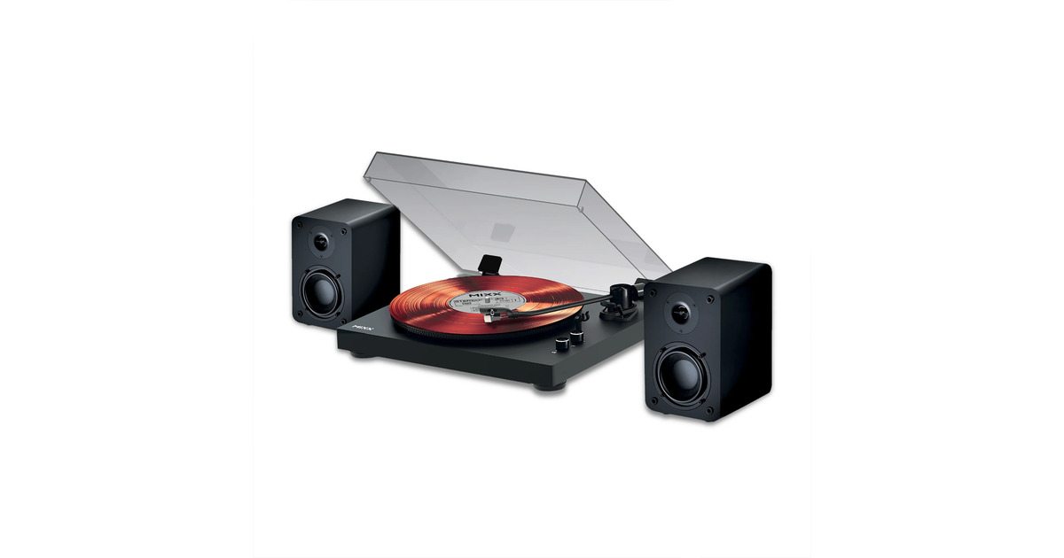 MIXXAnalog System 5 Vinyl platenspeler + Speakers  (Zwart, 33/45 RPM)