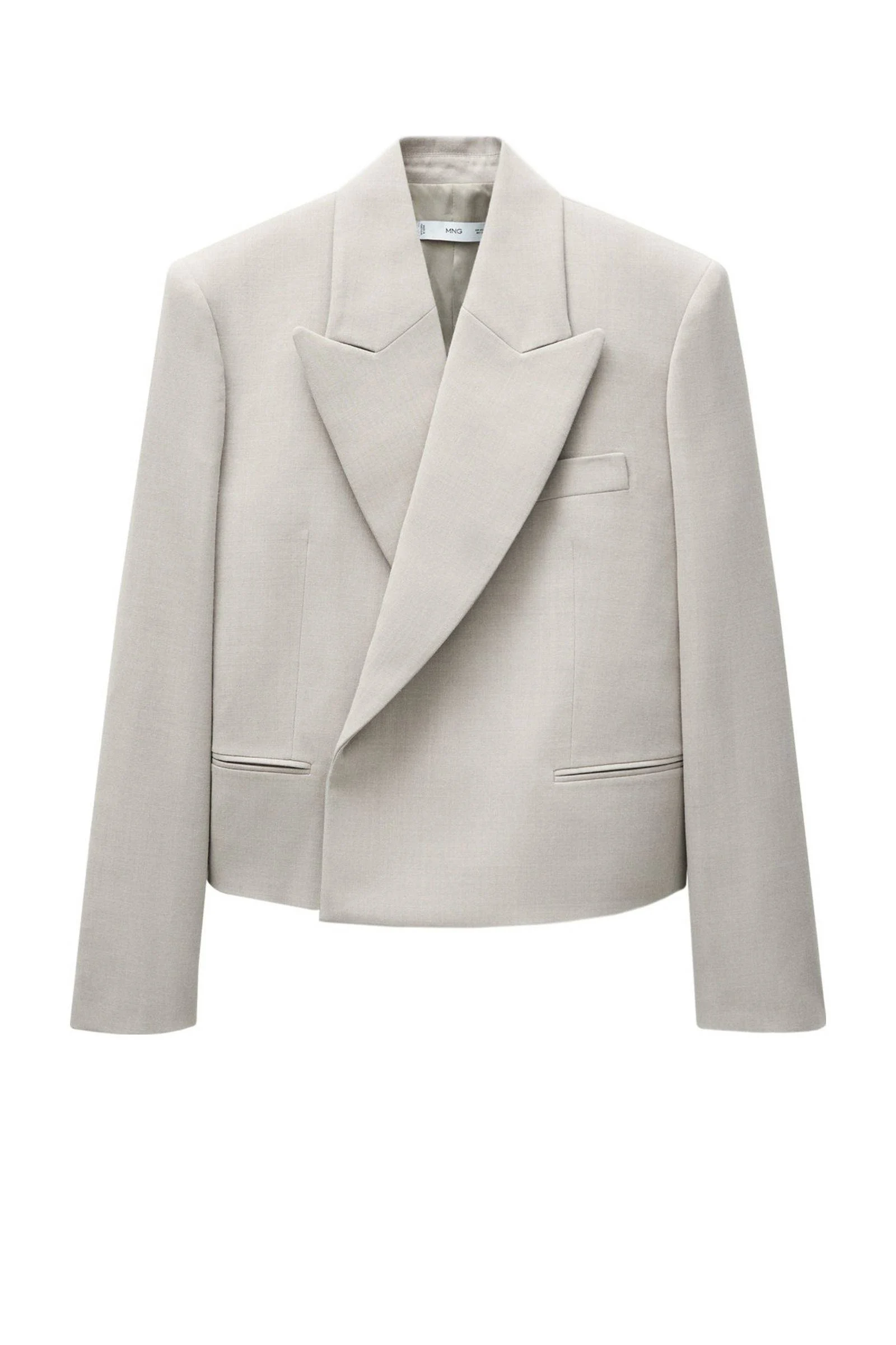 Mango cropped blazer lichtgrijs