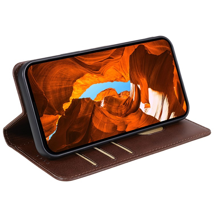 iPhone 16e Leder Tasche Flip Cover mit Kartenfächer im Vintage Look - Braun