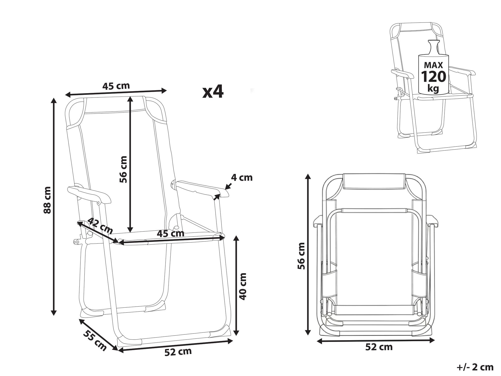 Set van 4 tuinstoelen GALATSI inklapbaar Metaal Grijs