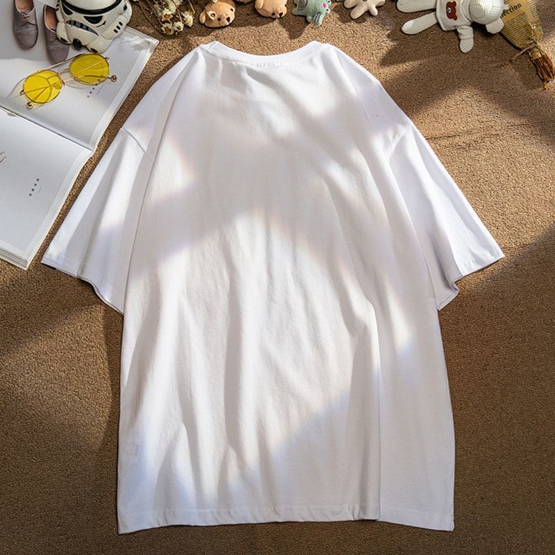 Bolgivy - T-shirt met korte mouwen en kattenprint, losvallend
