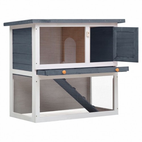 Gaiola externa para coelhos com porta, cinza