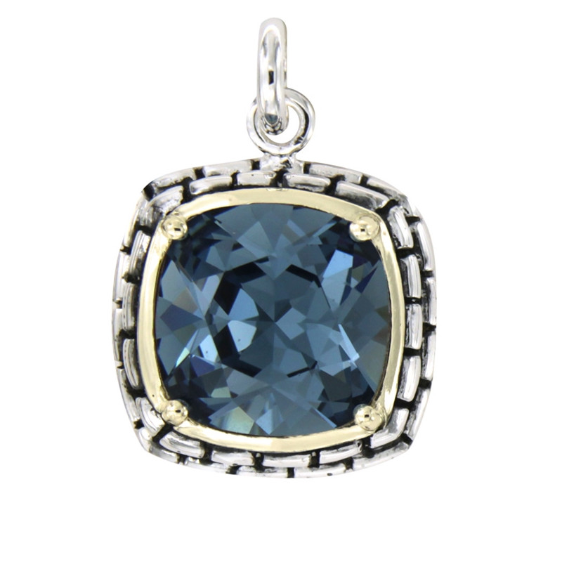 Pendentif en Argent 925 orné de cristal de Swarovski Bleu