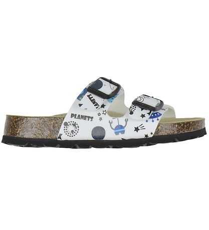 Superfit Sandalen - Fussbettpantoffel - Weiß/Blau m. Weltraum-Th