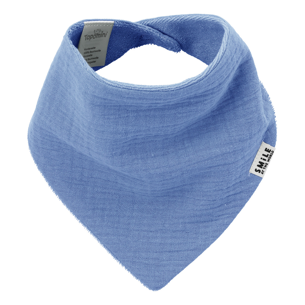 Topomini Baby Musselin-Bandana mit Frottee-Innenseite blau