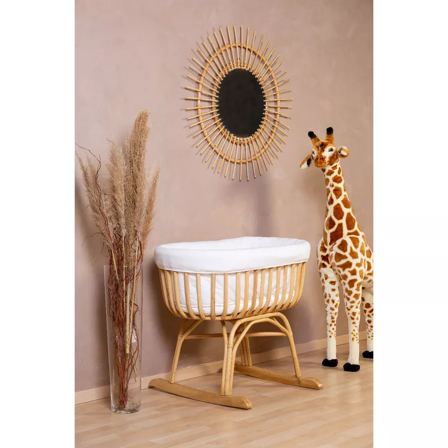 CHILDHOME Wiege Rattan mit Jerseybezug, Matratze und Nestchen