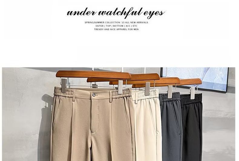 Maxelane - Effen rechte broek met elastische taille (verschillende ontwerpen)
