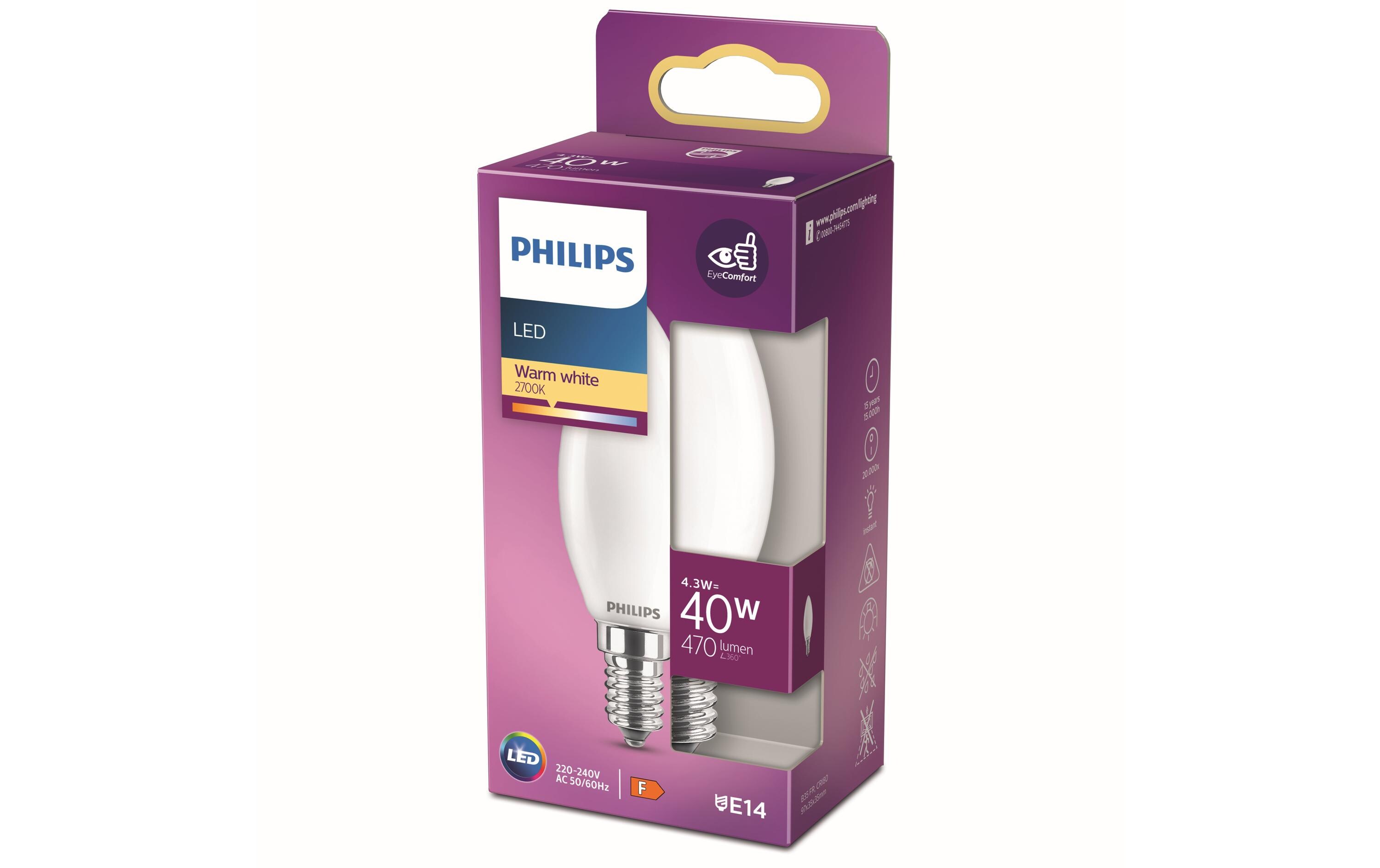 Lampe LEDcla 40W E14 B35 WW FR ND WarmweissLeuchtmittel B35 mit matter Oberfläche