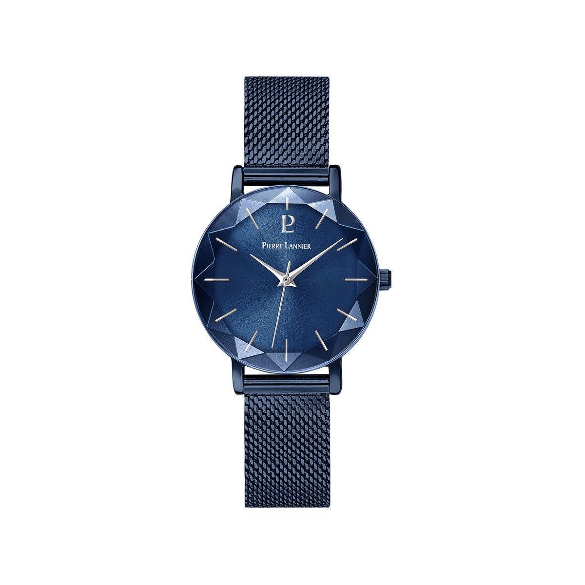 Montre Pierre Lannier femme acier bleu maille milanaise