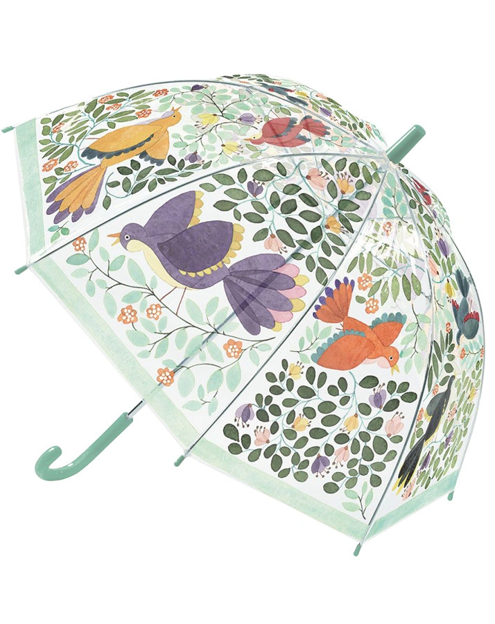 Regenschirm BLUMEN & VÖGEL in transparent/bunt
