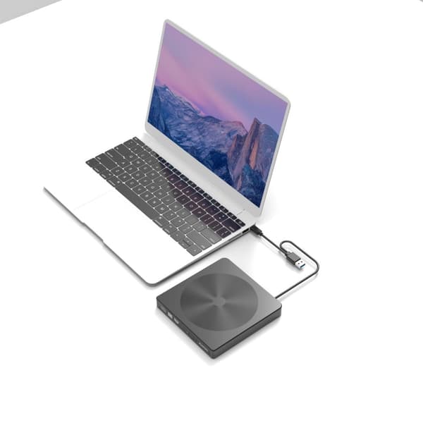 Maiwo Slim ekstern USB DVD/CD-spiller både USB-C og USB-A Ekstern optisk stasjon