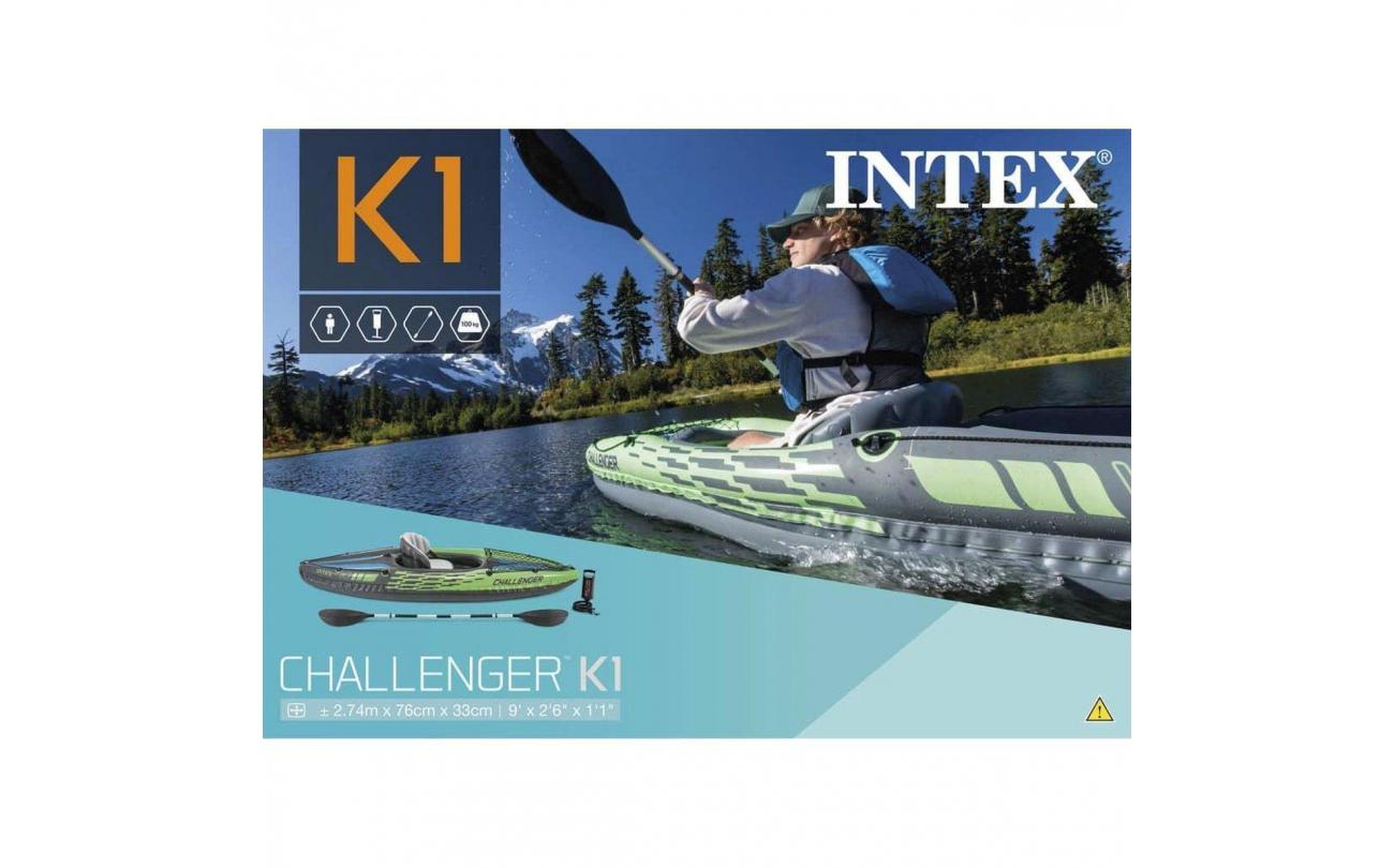 Intex Challenger K1 1-persoonskayak met alu peddels en pomp