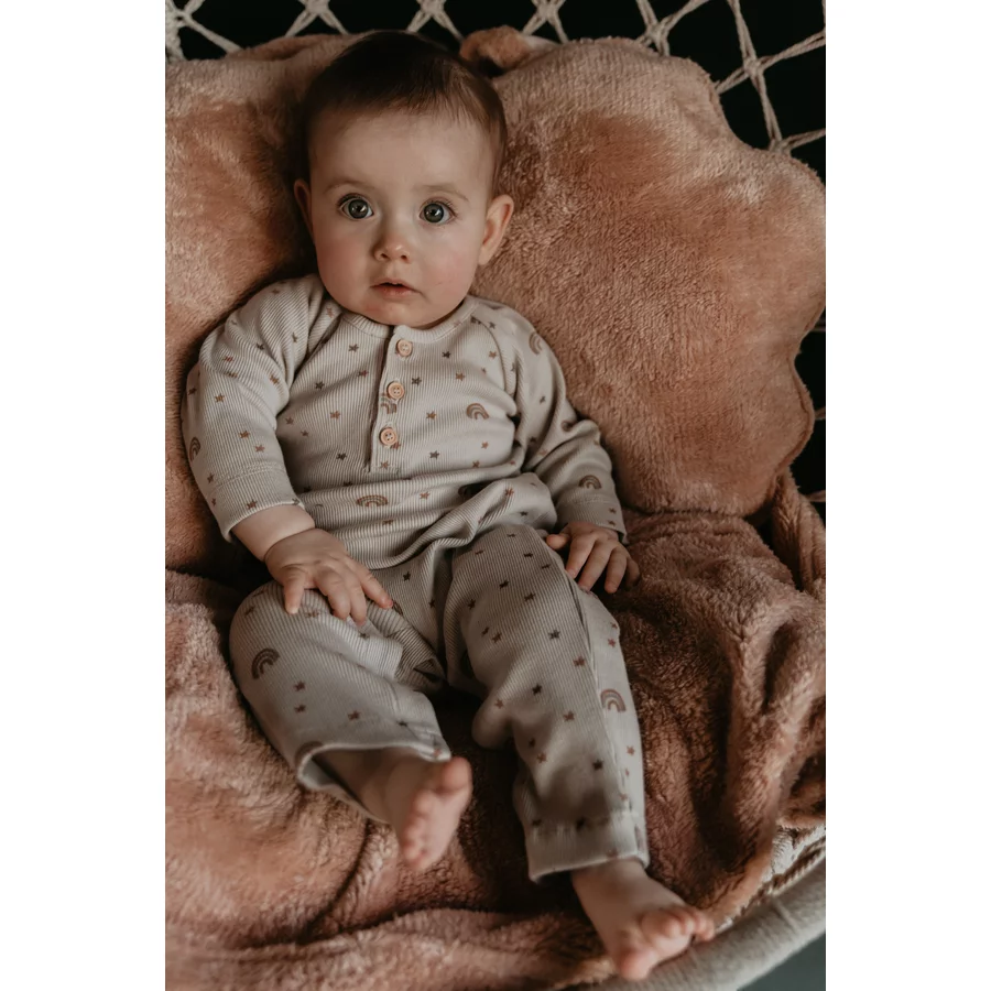 Snoozebaby Strampler Rainbow Girl Milky Rust Rainbow