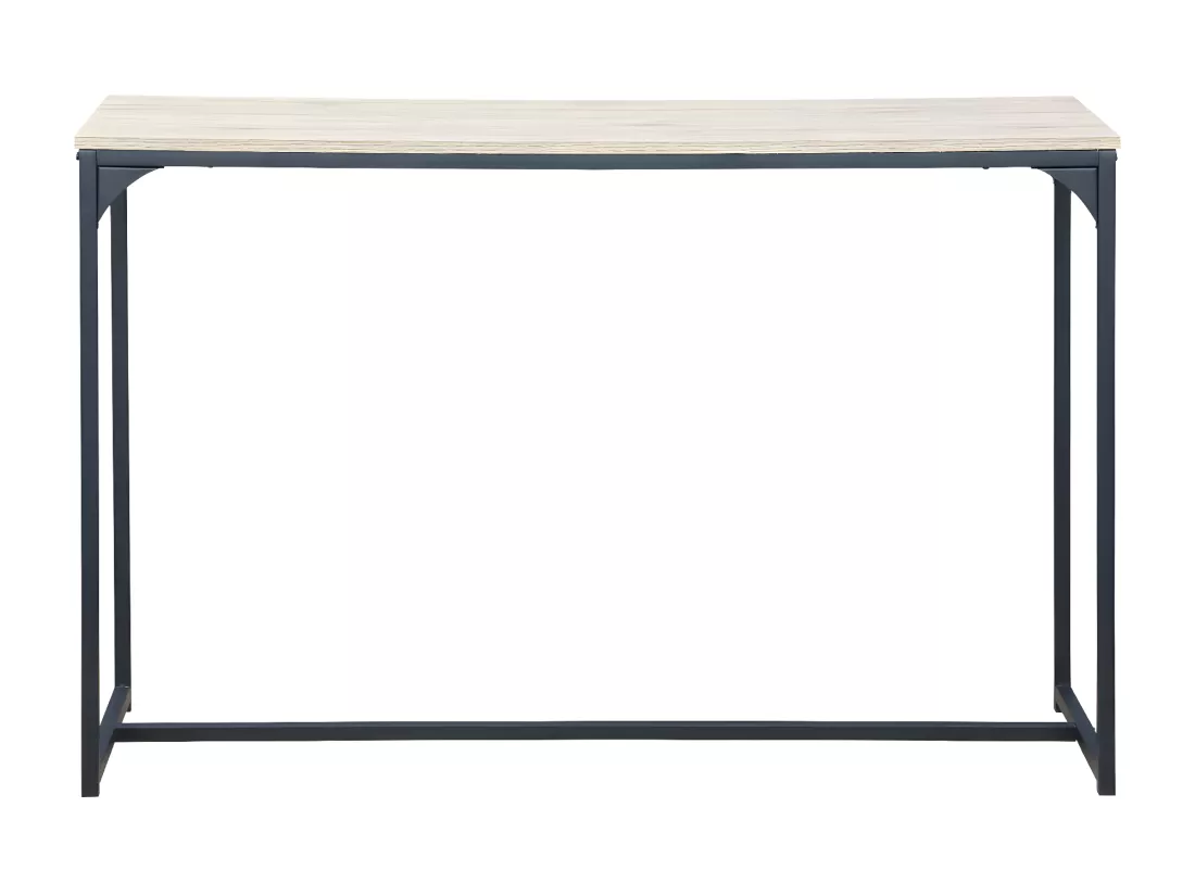 Console en métal noir et décor bois. 120x39x79cm - Loft - table d'appoint avec 1 barre de renfort