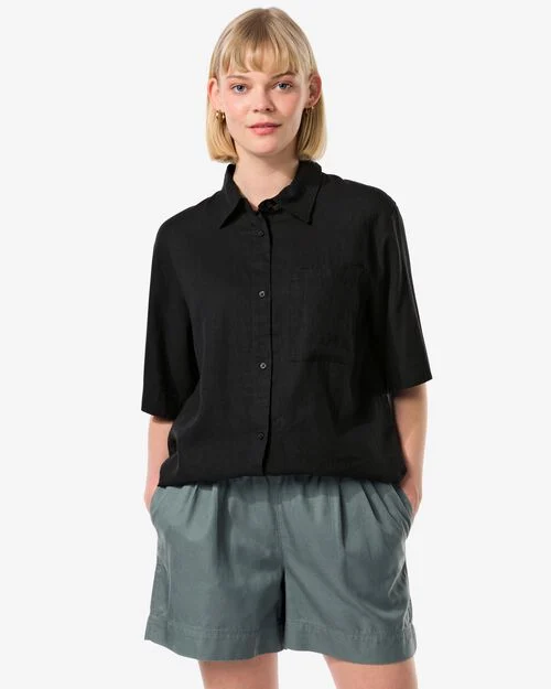 chemisier femme Lizzy avec lin noir