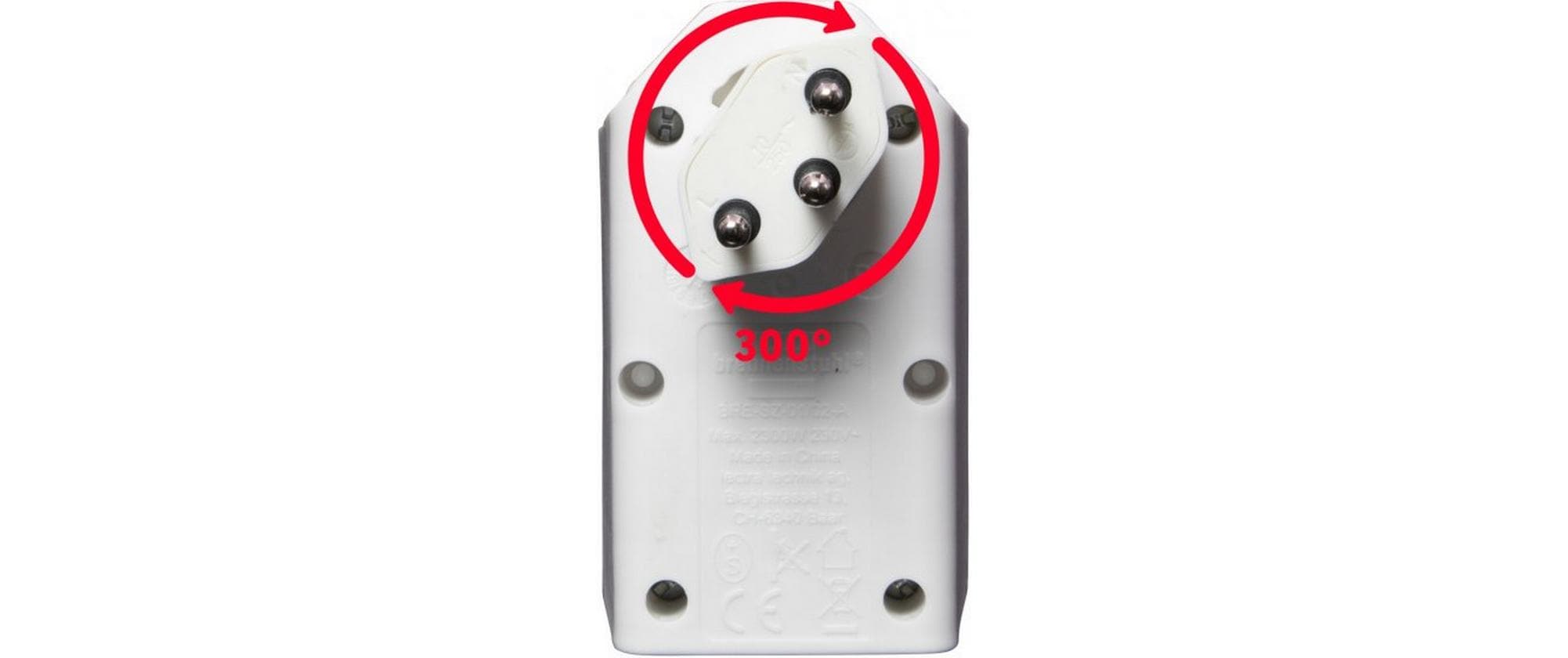 Abzweigstecker 2 x T13, 300° drehbar, WeissMehrfachstecker 230 V ohne Schalter