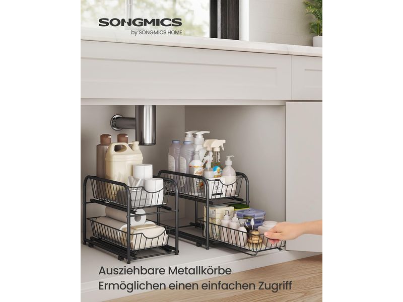 Songmics Ausziehbare Home Organizer Schwarz Küchenregal Schubladen
