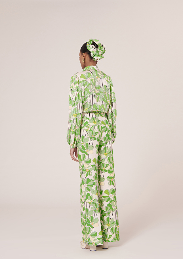 Pantalon Primaveravert imprimé à fleurs