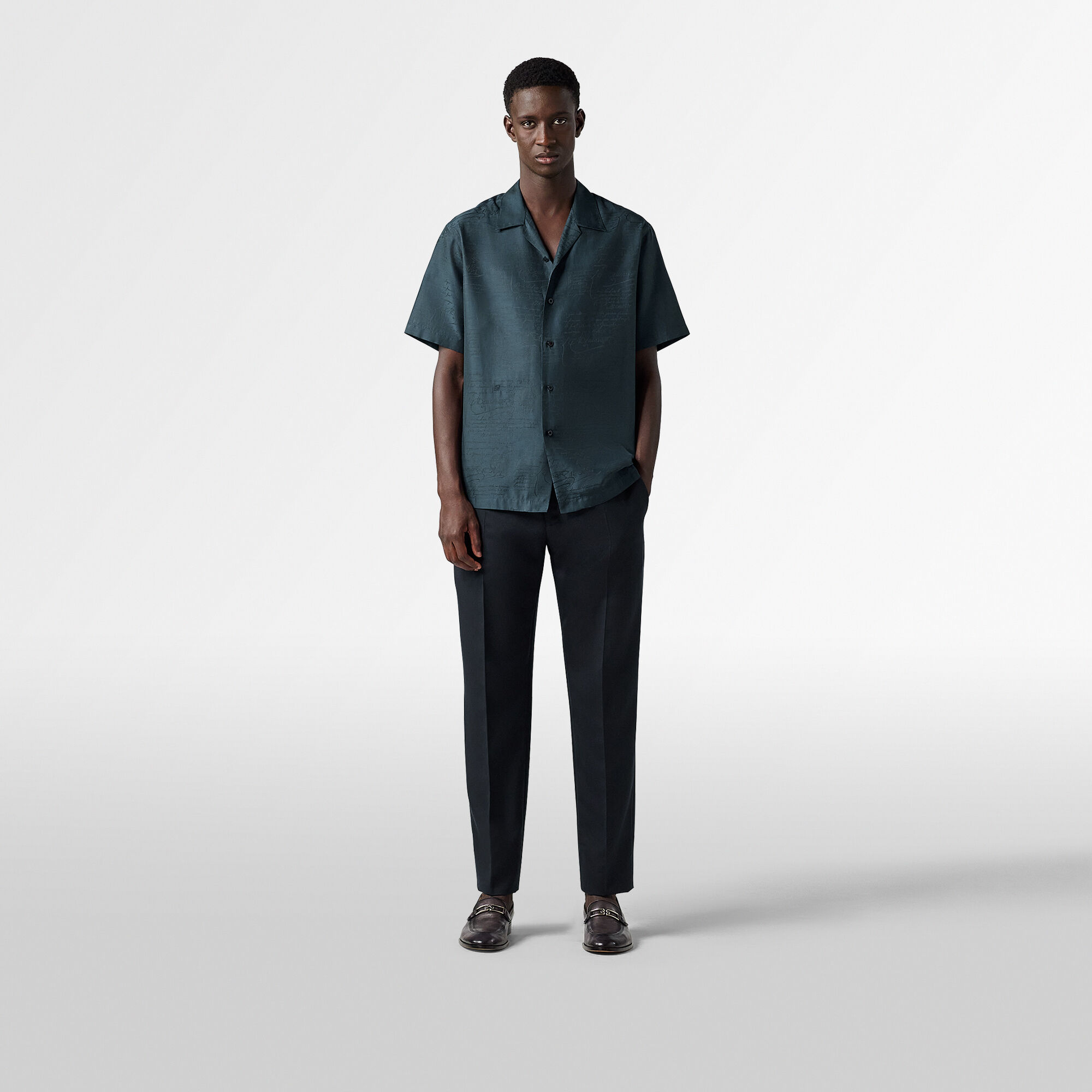 Chemise À Manches Courtes En Coton Et Soie Avec Imprime