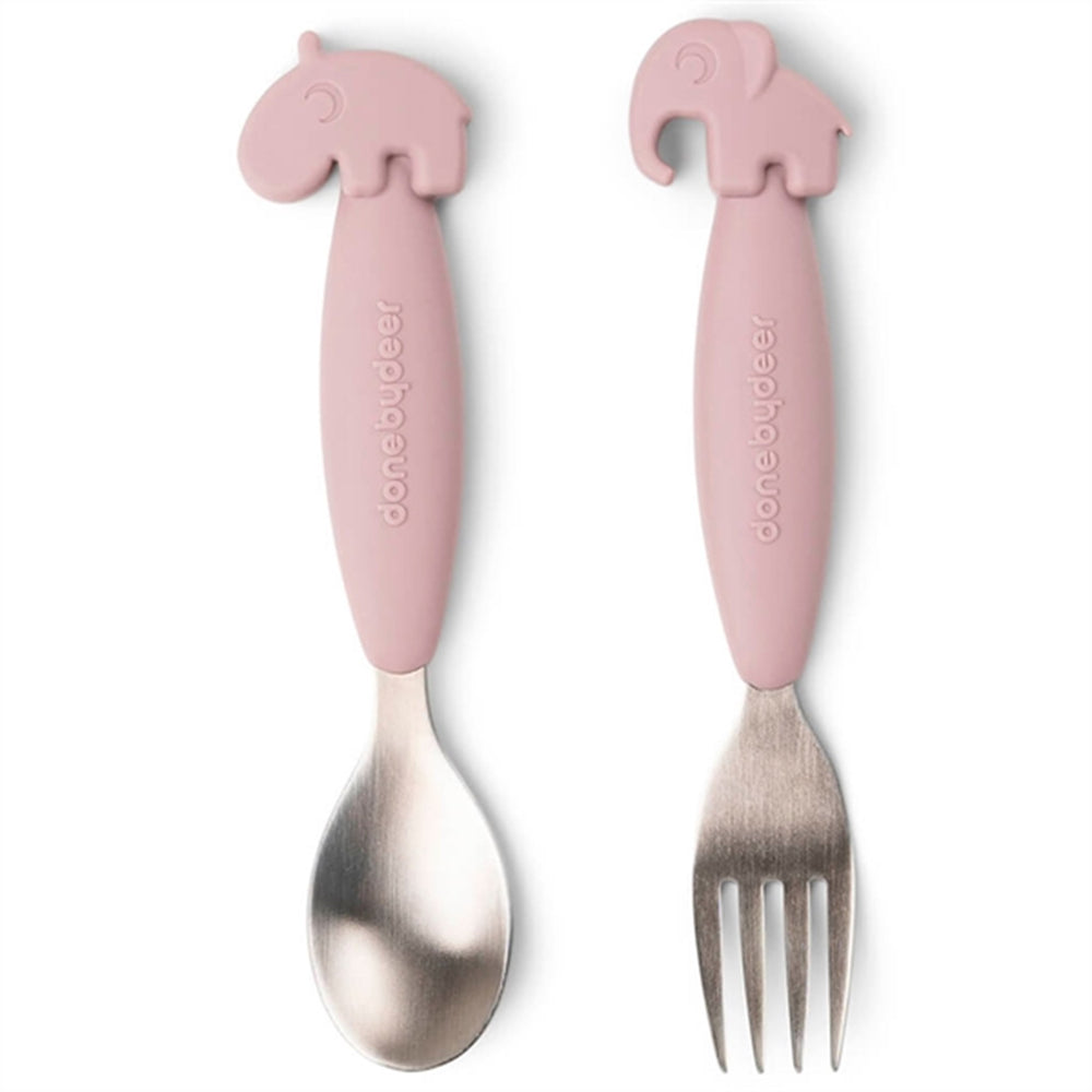Done by Deer YummyPlus Easy Grip Cutlery Set Powder - DonebyDeer